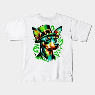 Miniature Pinscher Celebrates Saint Patrick's Day Kids T-Shirt